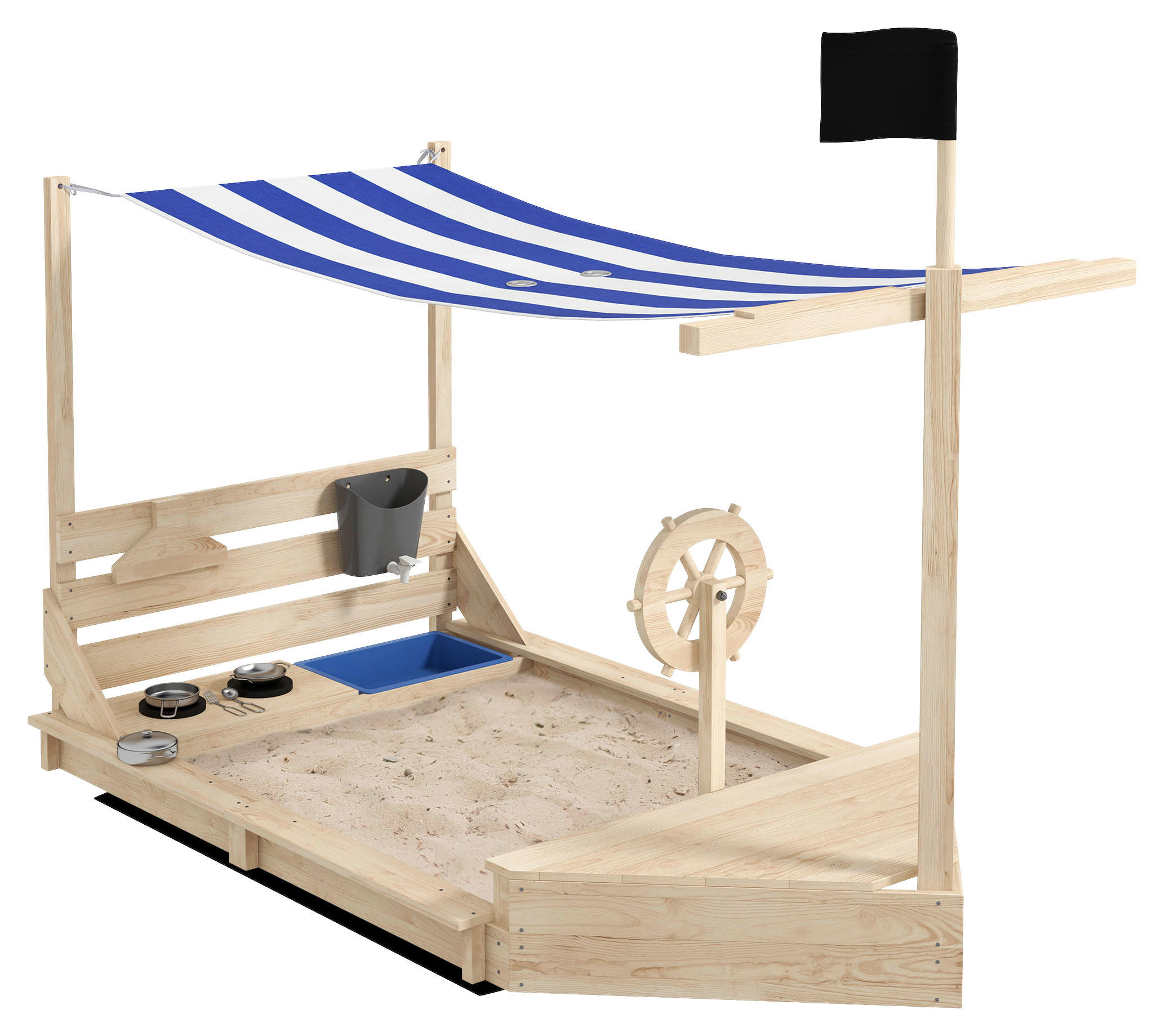 Outsunny Sandkasten natur B/H/L: ca. 103x180x144,5 cm Sandkasten - natur (144,50/103,00/180,00cm) - Outsunny