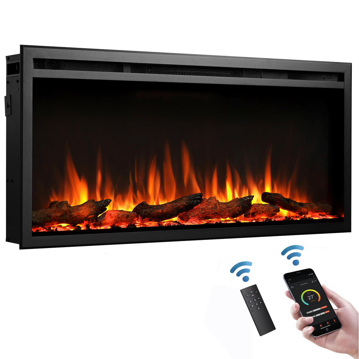 Balderia Elektrischer-Kamin Atlanta EF286B schwarz B/H/L: ca. 14,7x48x101,6 cm Elektro-Kamin Atalanta 40" - schwarz (101,60/14,70/48,00cm) - Balderia