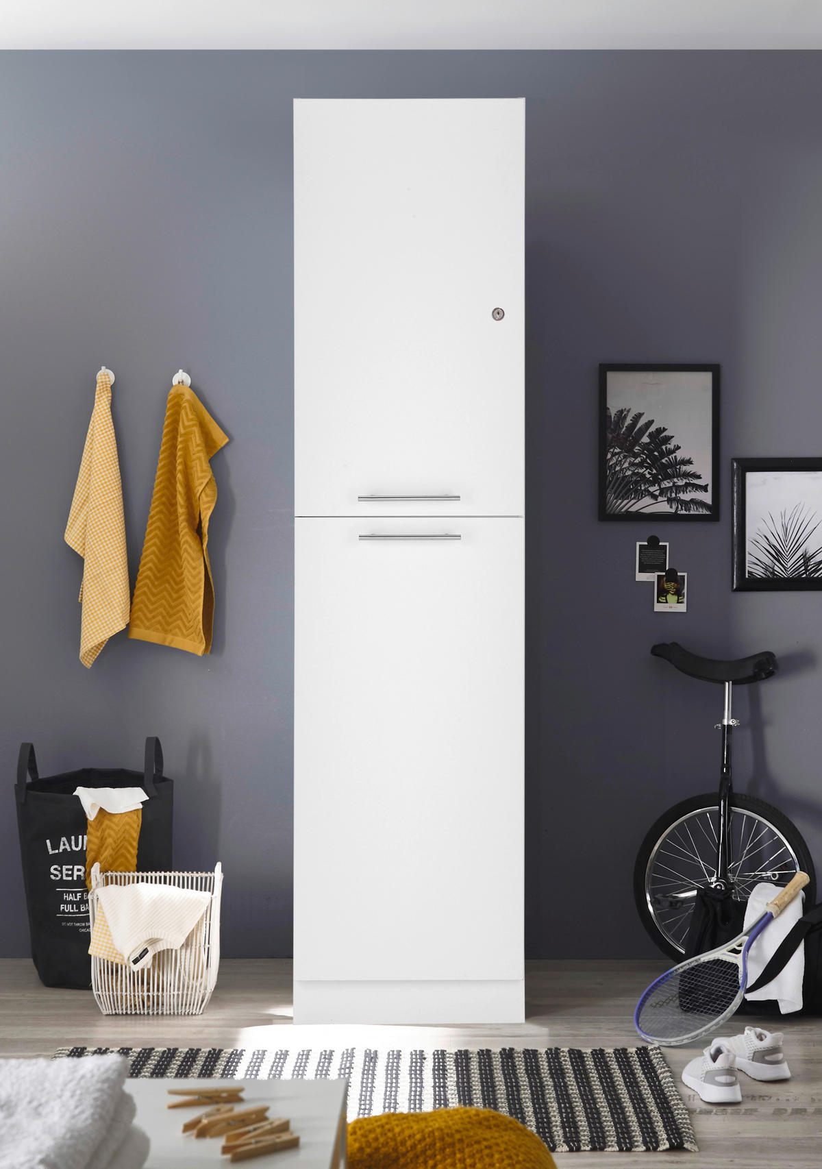 Respekta Hochschrank Clara weiß matt B/H/T: ca. 50x200x67,6 cm Clara - weiß (50,00/200,00/67,60cm) - Respekta