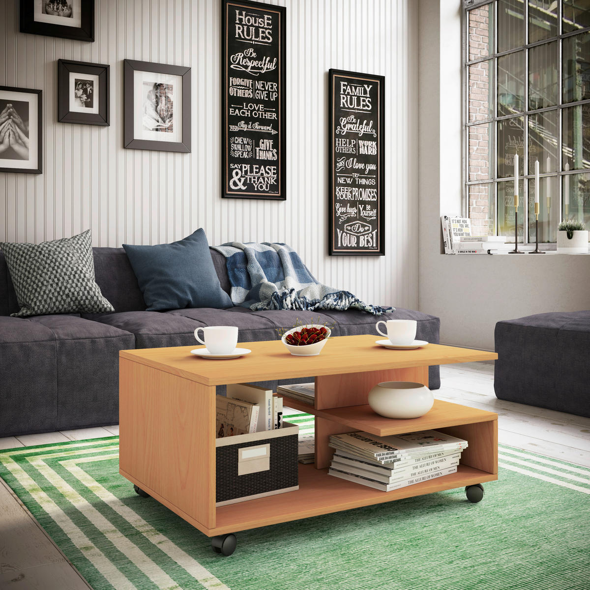 Couchtisch Stango buche Nachbildung B/H/T: ca. 80x40x50 cm Stango - buche (80,00/40,00/50,00cm) - VCM Möbel