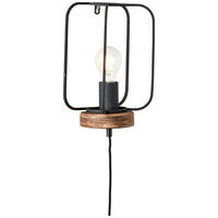 Brilliant Wandleuchte Tosh 99499/66 natur schwarz Holz Metall B/H/T: ca. 20x27x11,5 cm E27 1 Brennstellen Wandleuchte Tosh 99499/66 - natur/schwarz (20,00/27,00/11,50cm) - Brilliant