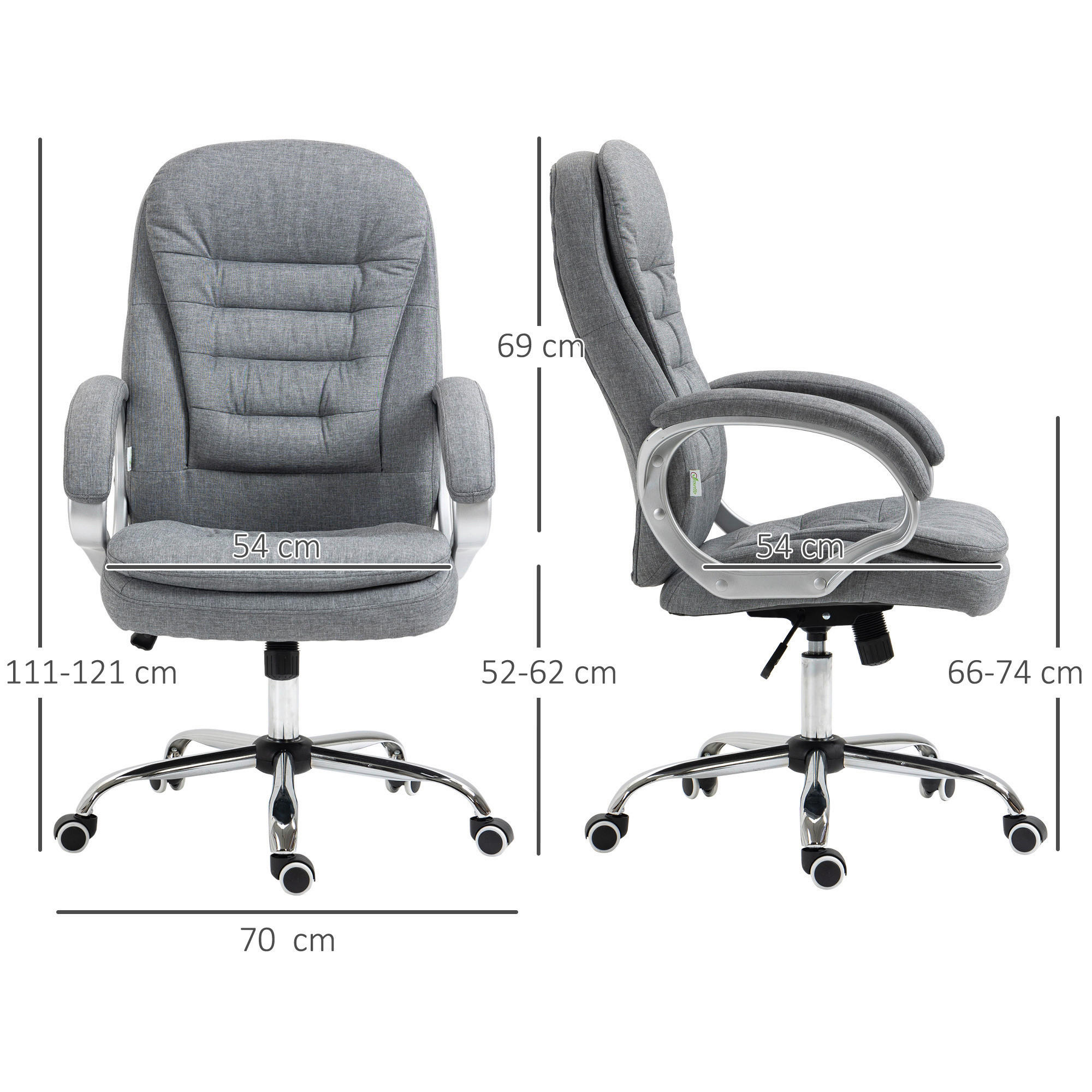 Drehstuhl 921-170GY grau 921-170GY - grau (75,00/111,00/64,00cm) - Vinsetto