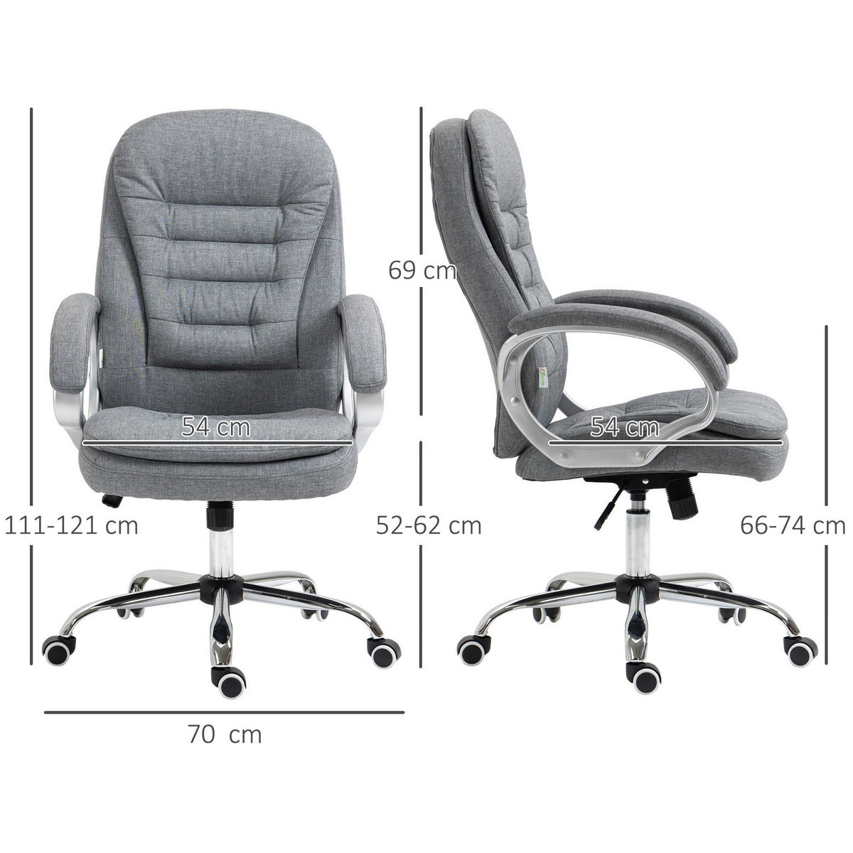 Drehstuhl 921-170GY grau 921-170GY - grau (75,00/111,00/64,00cm) - Vinsetto