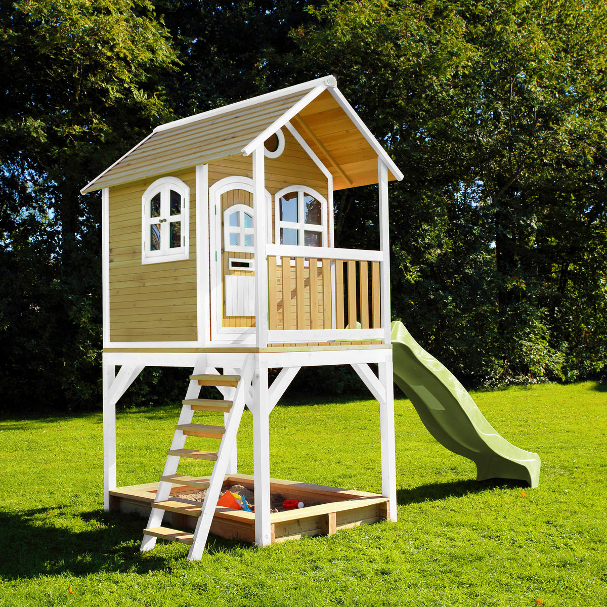 AXI Spielhaus Sarah braun B/H/L: ca. 370x291x191 cm Sarah - braun/weiß (191,00/370,00/291,00cm) - AXI