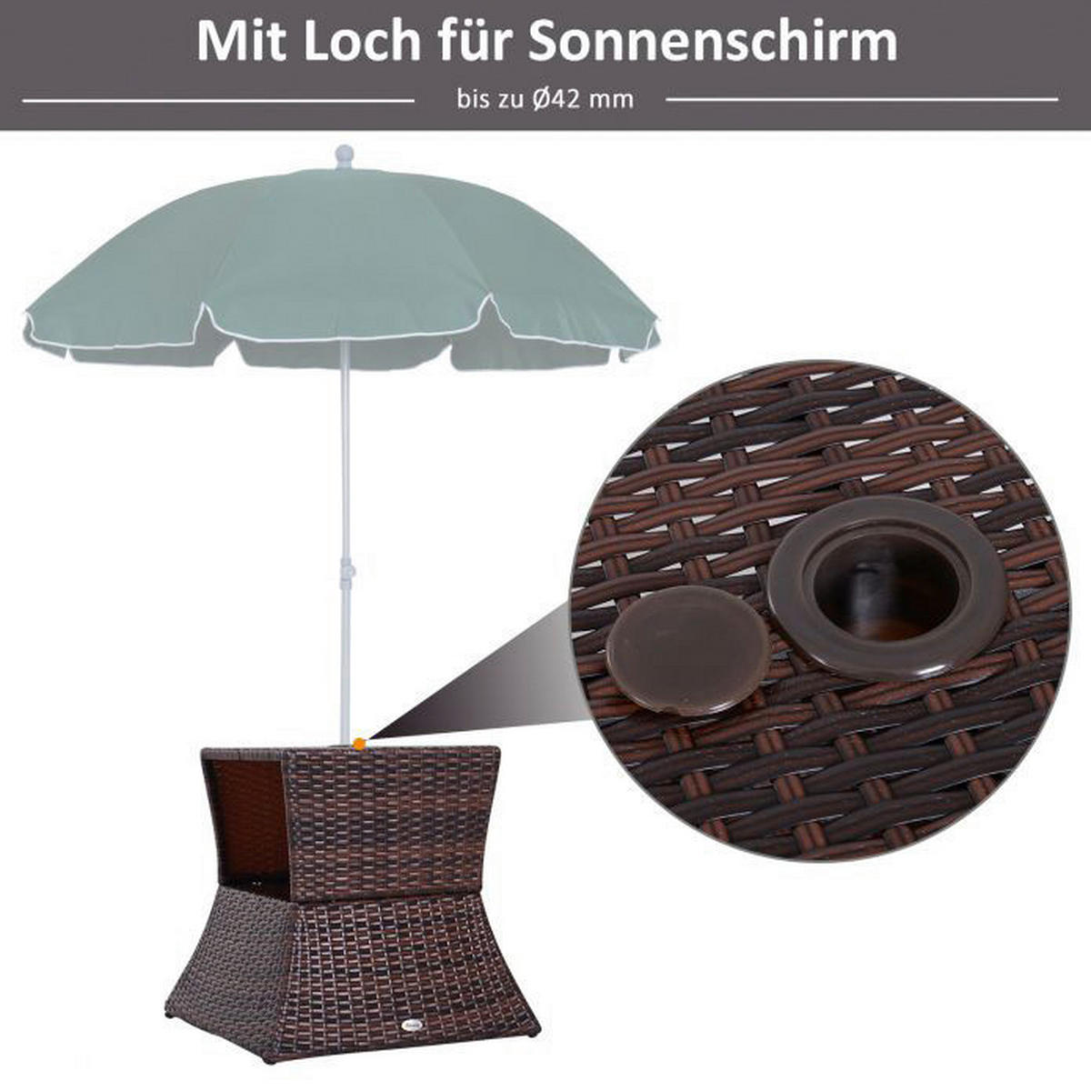 Outsunny Gartentisch braun Metall B/H/L: ca. 54x55x54 cm Gartentisch - braun (54,00/54,00/55,00cm) - Outsunny