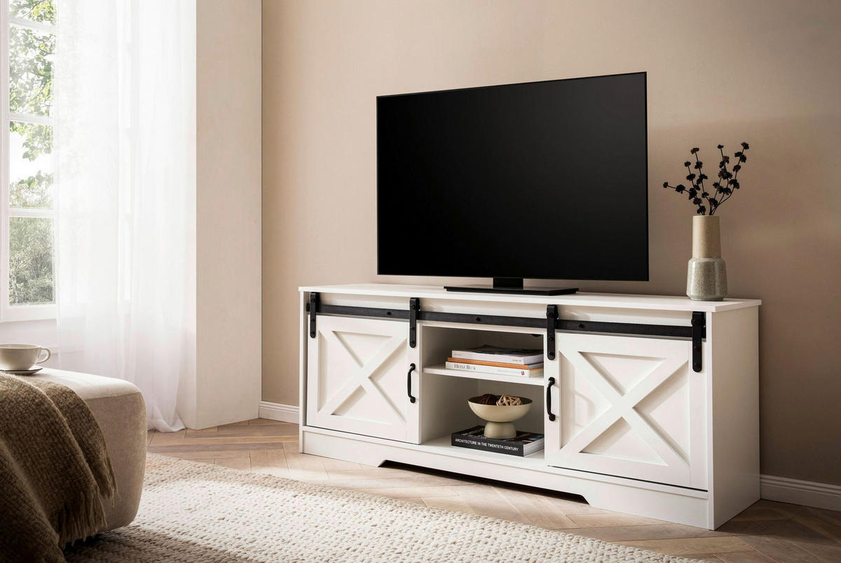 Lowboard weiß B/H/T: ca. 150x59,5x39,5 cm TV & Lowboard - weiß (150,00/59,50/39,50cm) - Wohnling
