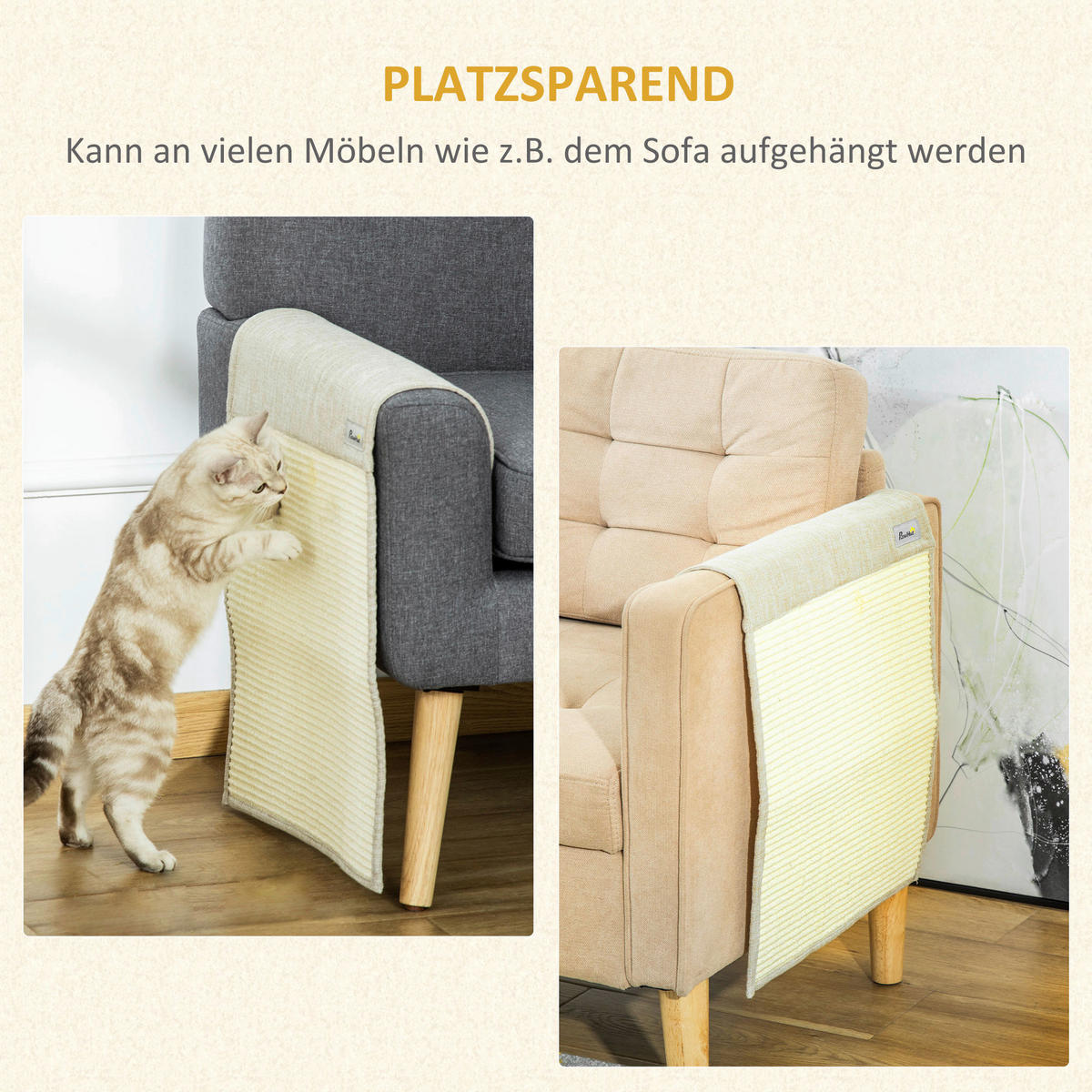 PawHut Tier-Zubehör grau Polypropylen B/H/L: ca. 45x130x0,3 cm Kratzebrett - beige/grau (0,30/45,00/130,00cm) - PawHut