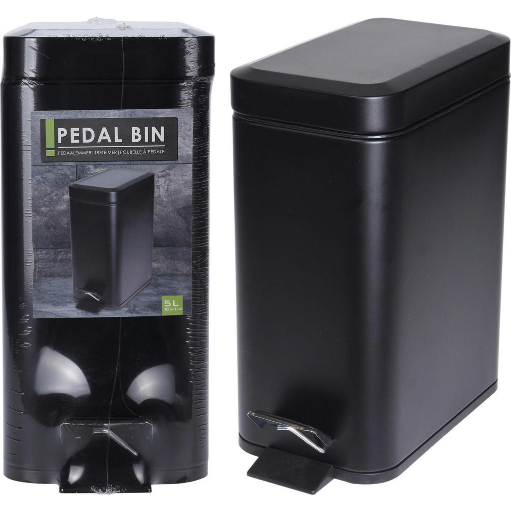 Thumbnail - Treteimer schwarz Metall B/H/L: ca. 29x14,2x30,5 cm