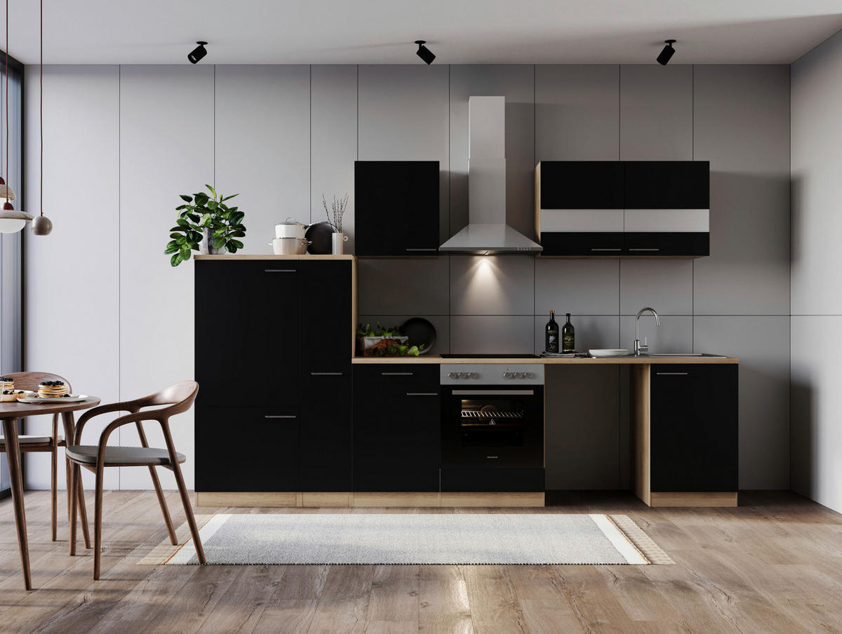 Respekta Küchenblock Merle schwarz B/H/T: ca. 310x200x60 cm Merle - Eiche/schwarz (310,00/200,00/60,00cm) - Respekta