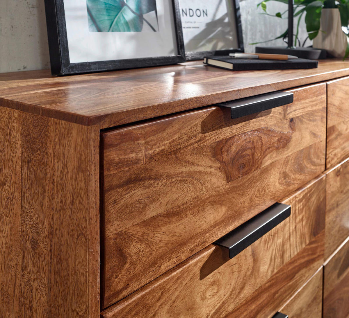 Kommode rosenholz Nachbildung B/H/T: ca. 117x80x42 cm Kommode - rosenholz (117,00/80,00/42,00cm) - Wohnling