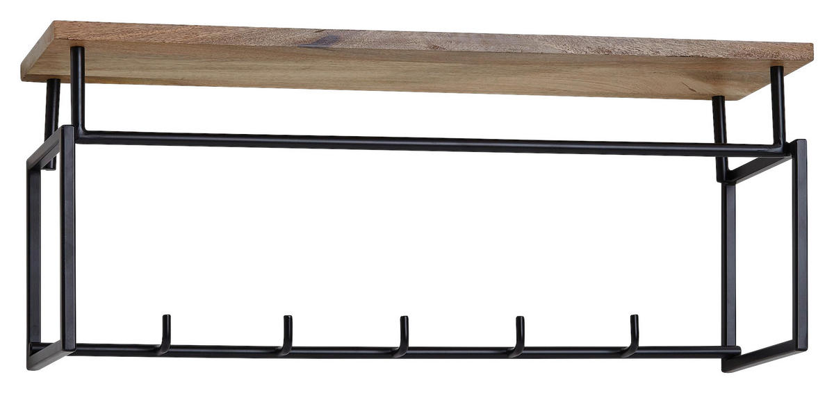 Garderobe natur schwarz pulverbeschichtet B/H/T: ca. 71x29x20 cm Garderobe - natur/schwarz (71,00/29,00/20,00cm) - Wohnling