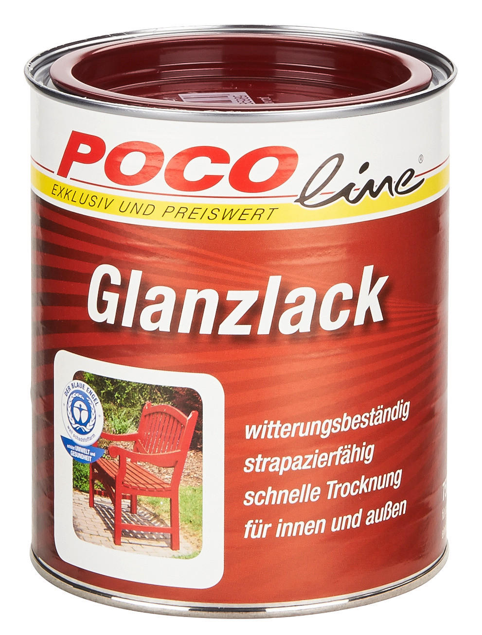 POCOline Acyl Buntlack bordeauxrot glänzend ca. 0,75 l Glanzlack_Acryl_2in1 750ml - bordeauxrot (10,00/12,00cm) - POCOline