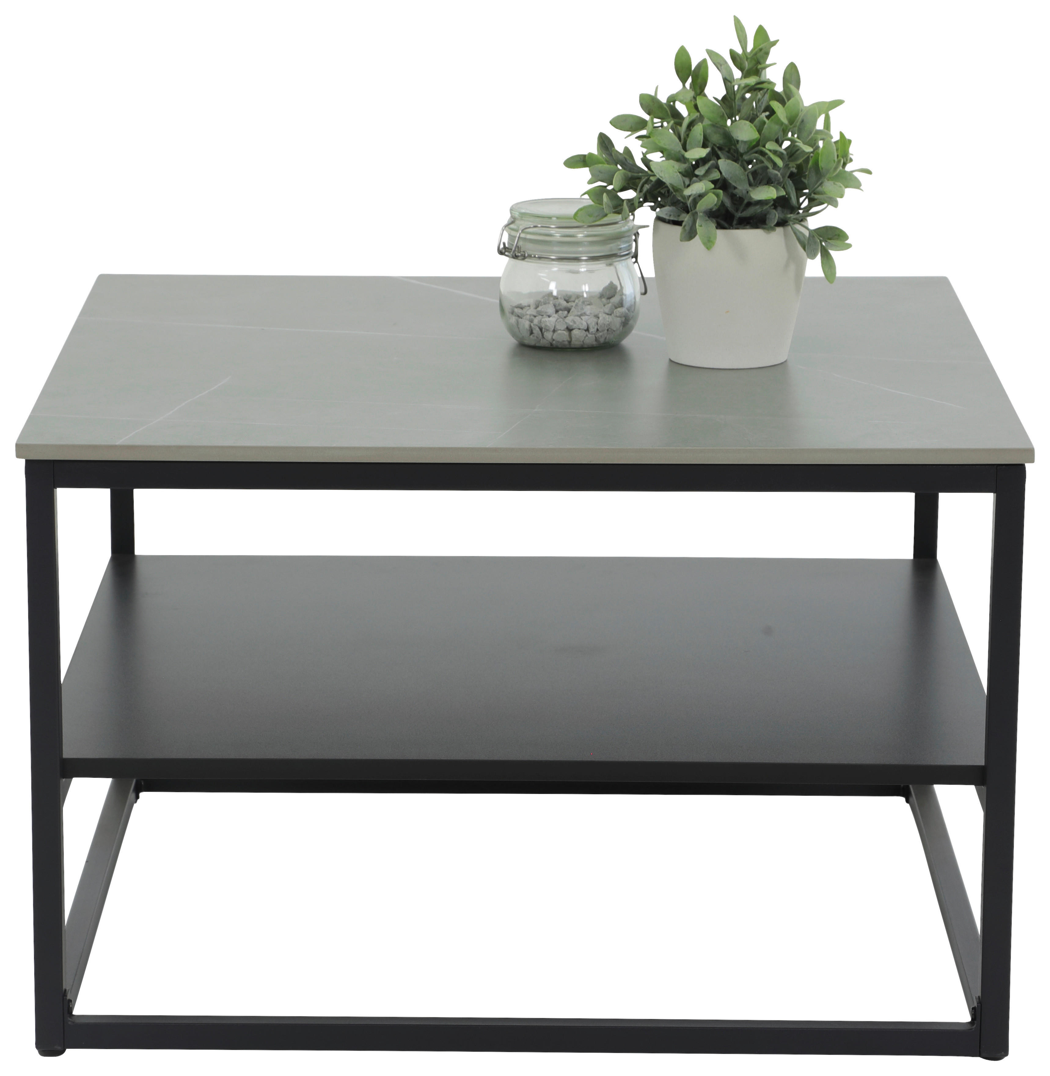 Couchtisch Hugo steingrau Marmor Optik B/H/T: ca. 70x40x70 cm Hugo - schwarz/steingrau (70,00/40,00/70,00cm)