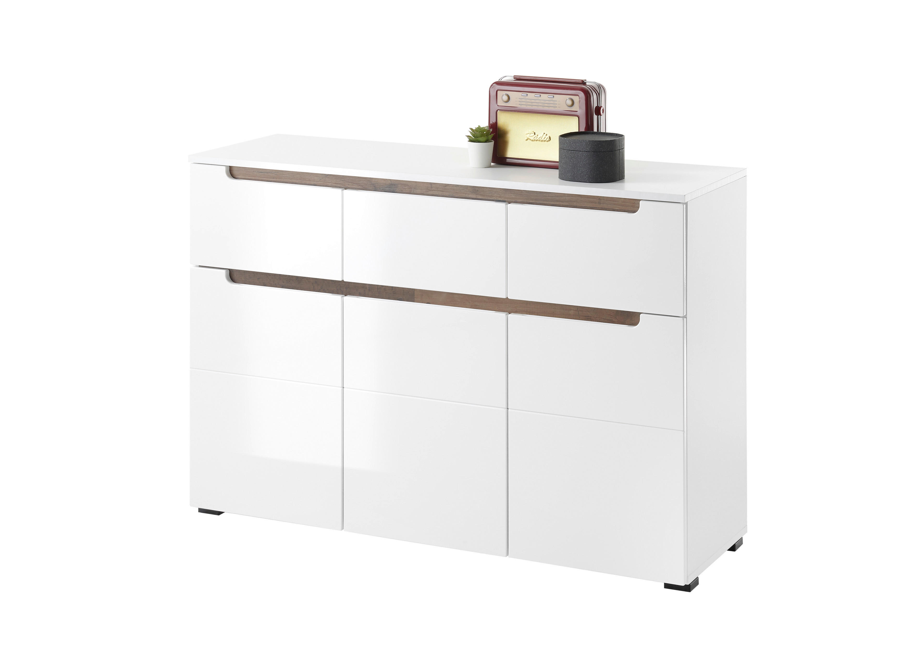 kommode turin weiß weiß hochglanz old wood nachbildung b/h/t: ca. 120x83x40 cm
