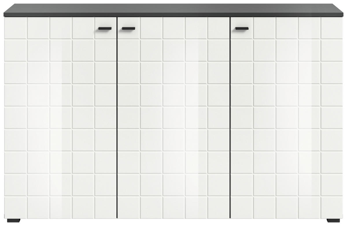 Sideboard Monte anthrazit weiß Hochglanz B/H/T: ca. 138x86x37 cm Monte - weiß/anthrazit (138,00/86,00/37,00cm)