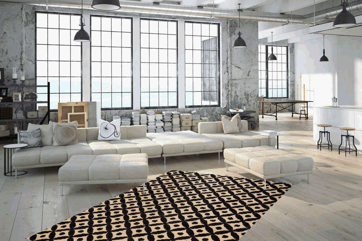 Thumbnail - Kayoom Kurzflorteppich Scandy 210 schwarz B/L: ca. 80x150 cm