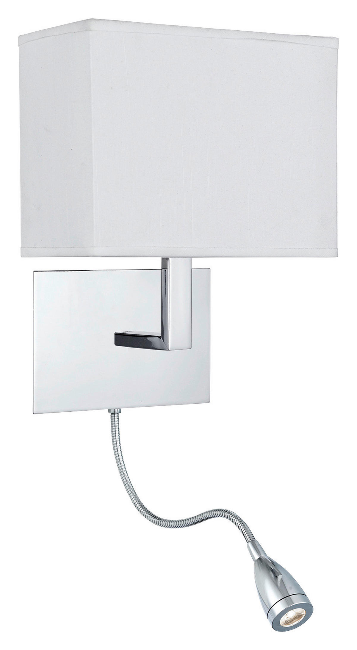 Searchlight Wandleuchte weiß Chrom Textil Stahl B/H/T: ca. 20x55,5x13,5 cm E27 1 Brennstellen Hotel - weiß/Chrom (20,00/55,50/13,50cm) - Searchlight