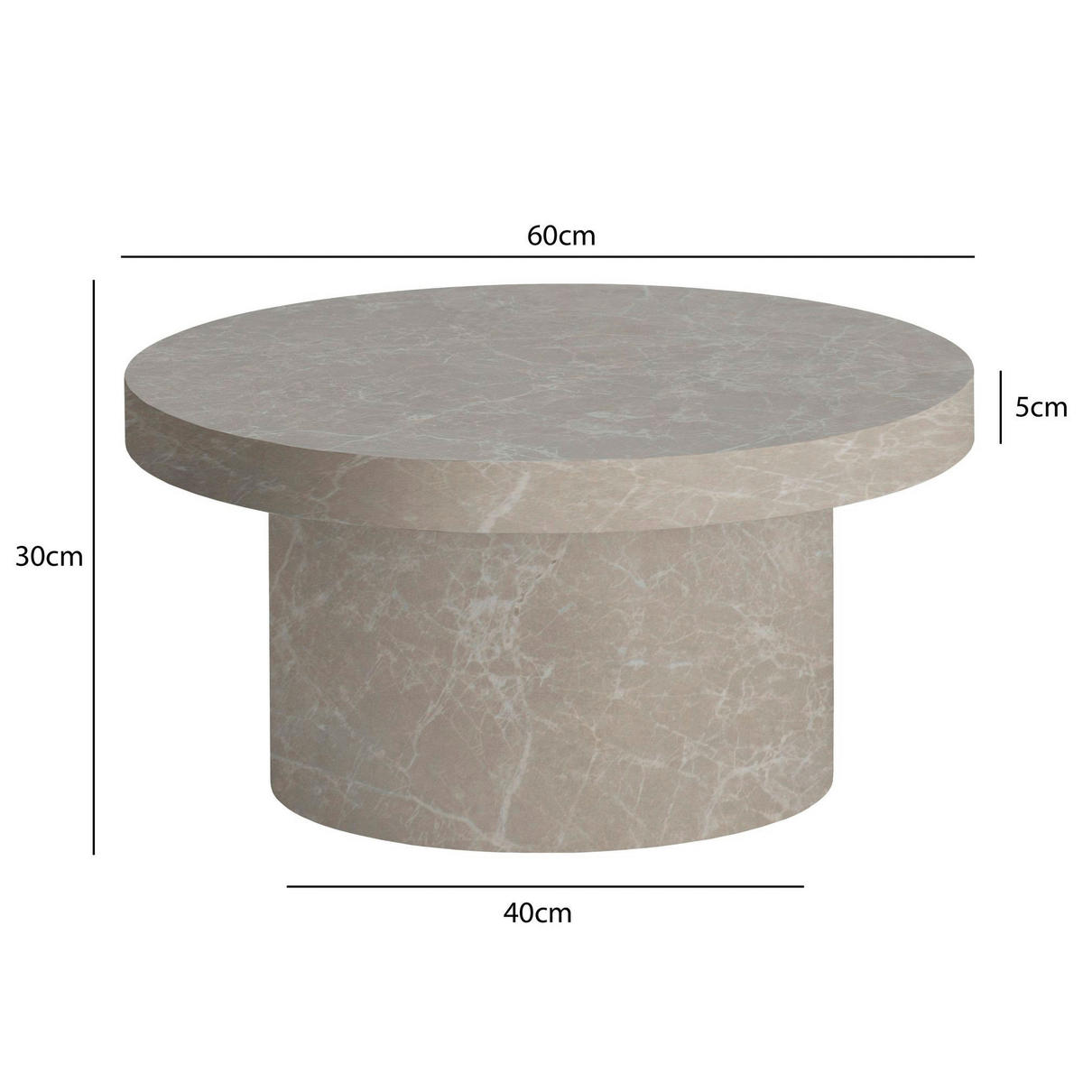 Couchtisch Sandgrau B/H/T: ca. 60x30x60 cm Couchtisch - Sandgrau (60,00/30,00/60,00cm) - Wohnling