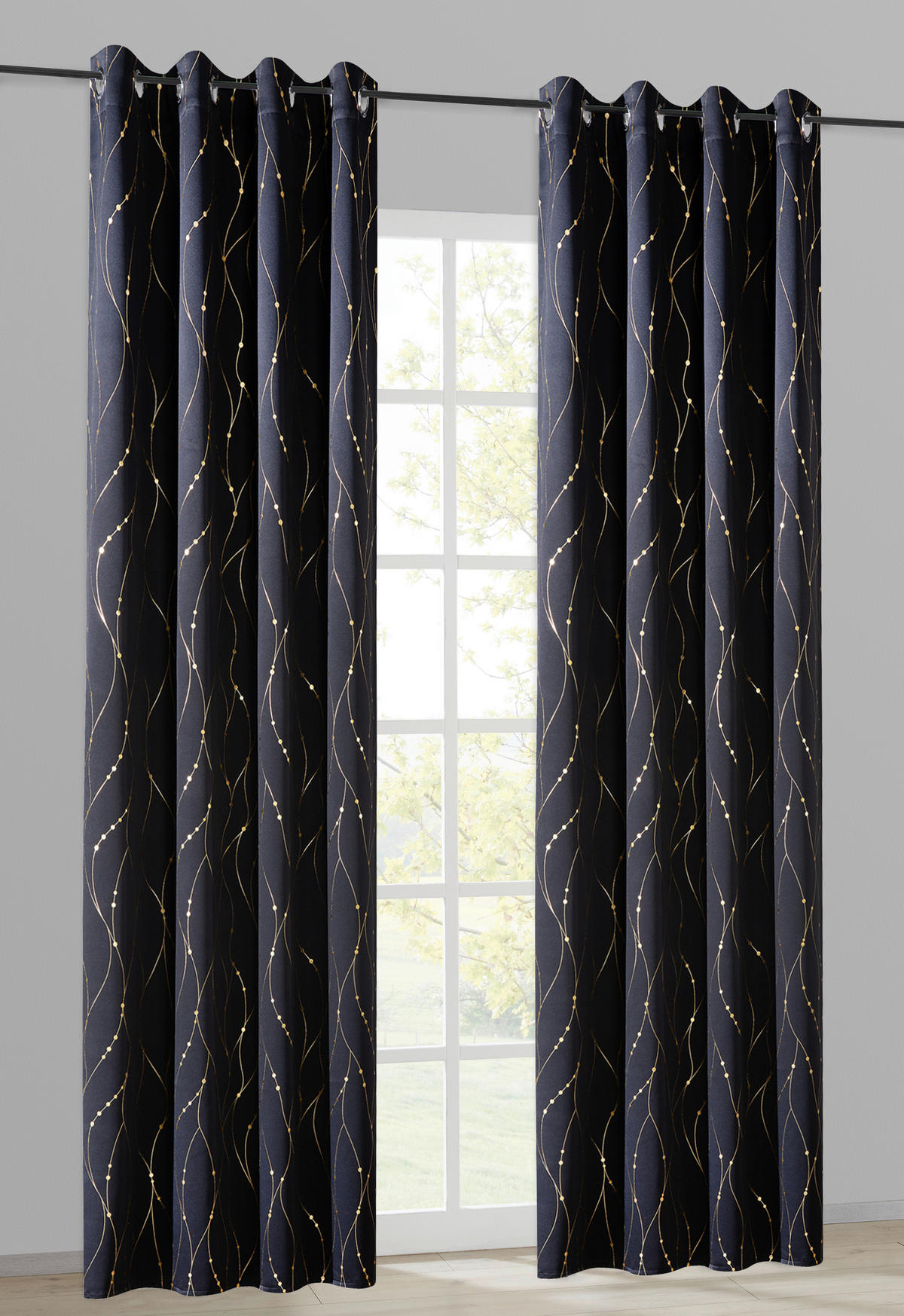 Verdunklungsvorhang Napoli schwarz B/L: ca. 135x245 cm Napoli - schwarz (135,00/245,00cm)