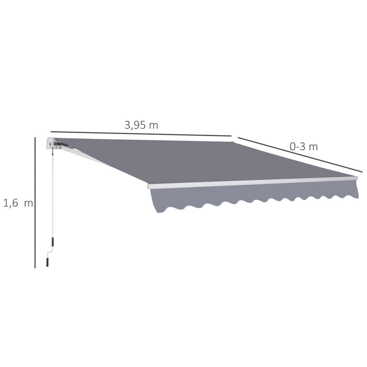 Gelenkarmmarkise grau B/L: ca. 400x300 cm Alu_Gelenkarm-Markise - grau (400,00/300,00cm) - Outsunny
