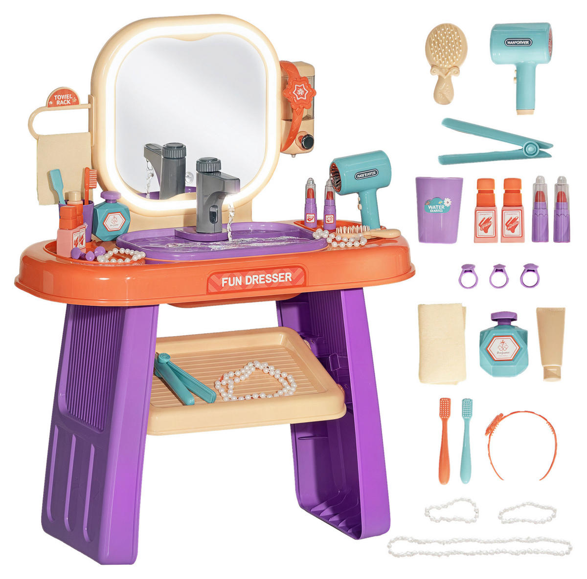 AIYAPLAY Kinder Schminktisch Set B/H/L: ca. 29x71x55 cm Kinder Schminktisch Set - violett (55,00/29,00/71,00cm) - AIYAPLAY