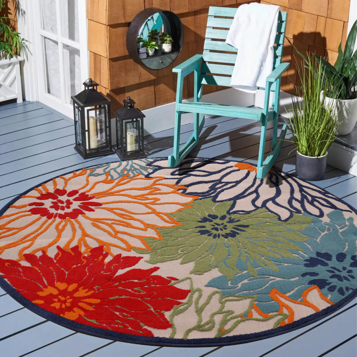 Sanat Outdoorteppich FLORAL bunt B/L: ca. 120x120 cm FLORAL - bunt (120,00/120,00cm) - Sanat