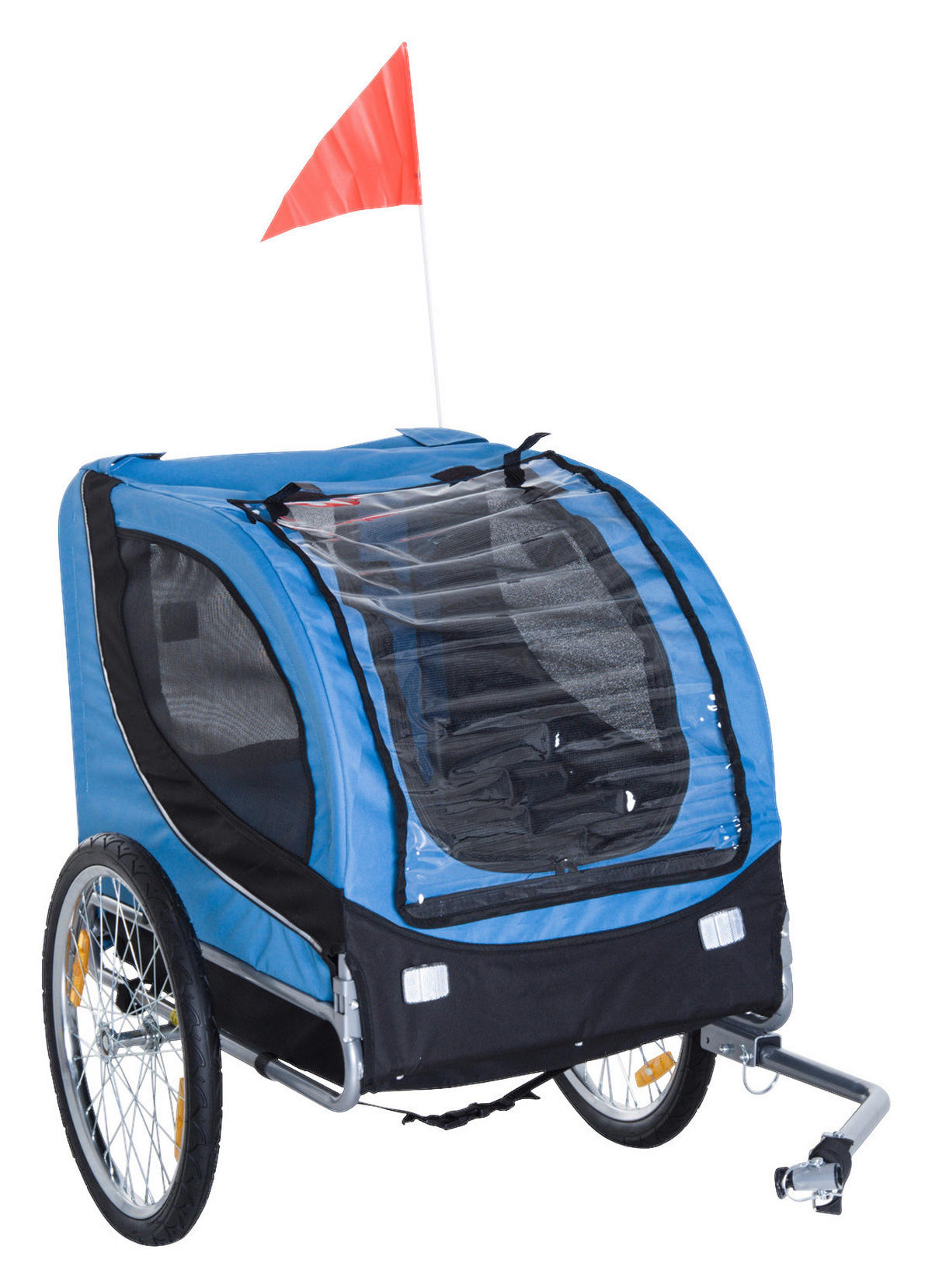 PawHut Fahrradanhänger 20 Zoll schwarz schwarz B/H/L: ca. 90x110x130 cm Radanhänger f. Hunde B4-0008 - blau/schwarz (130,00/90,00/110,00cm) - PawHut