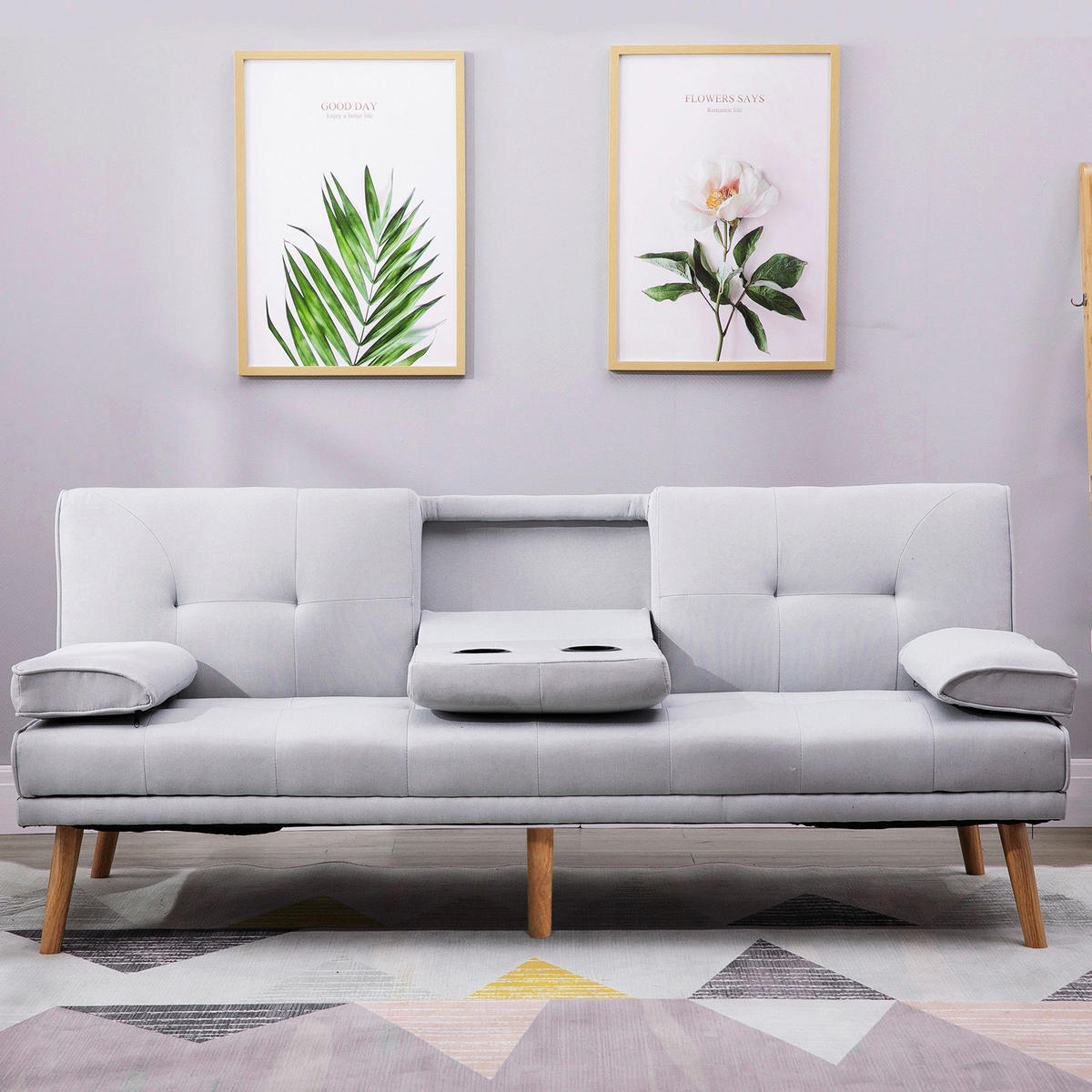 Schlafsofa 833-663 hellgrau B/H/T: ca. 181x78x77 cm 833-663 - hellgrau (181,00/78,00/77,00cm) - HOMCOM