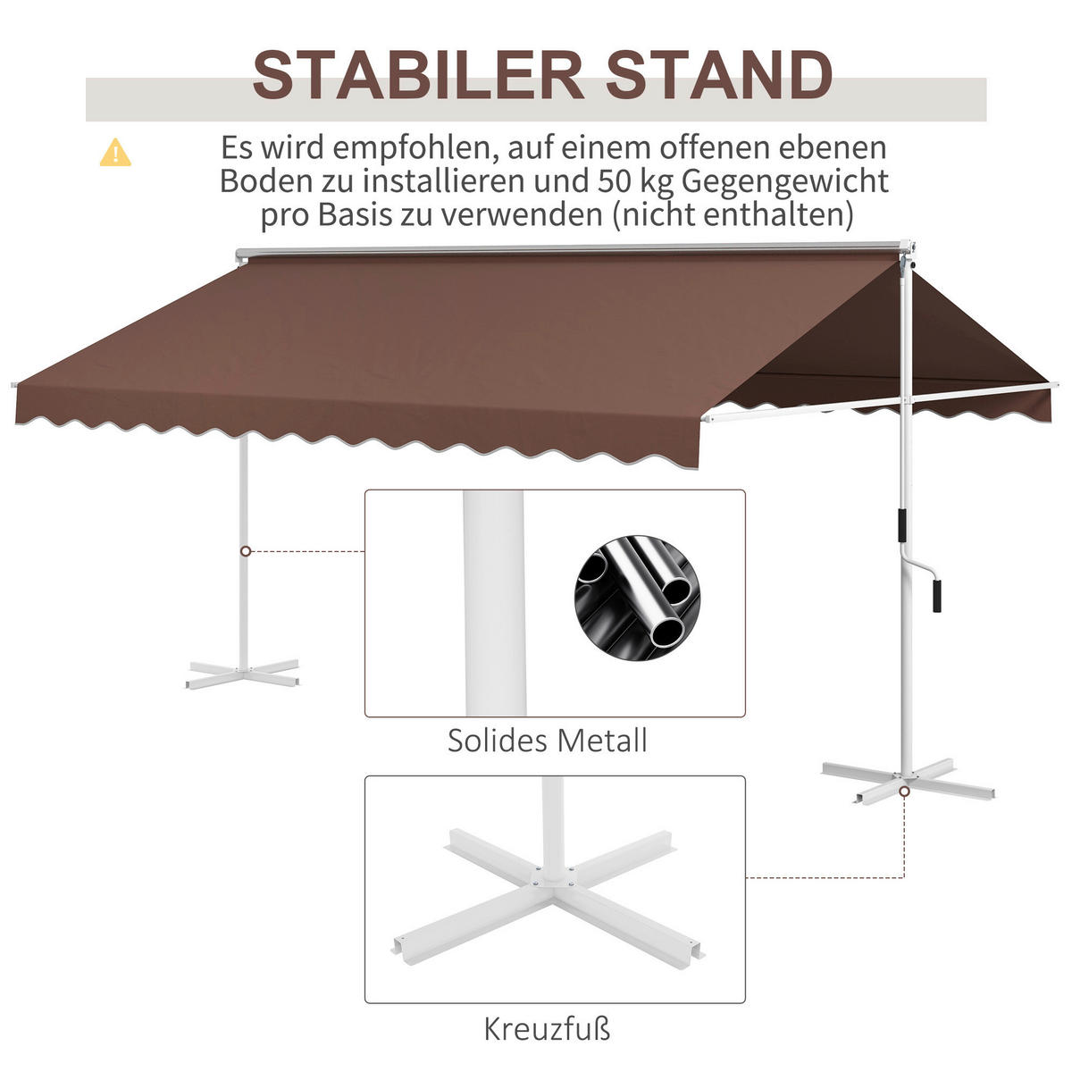 Outsunny Standmarkise kaffee B/H/L: ca. 340x255x450 cm Standmarkise - kaffee (450,00/340,00/255,00cm) - Outsunny