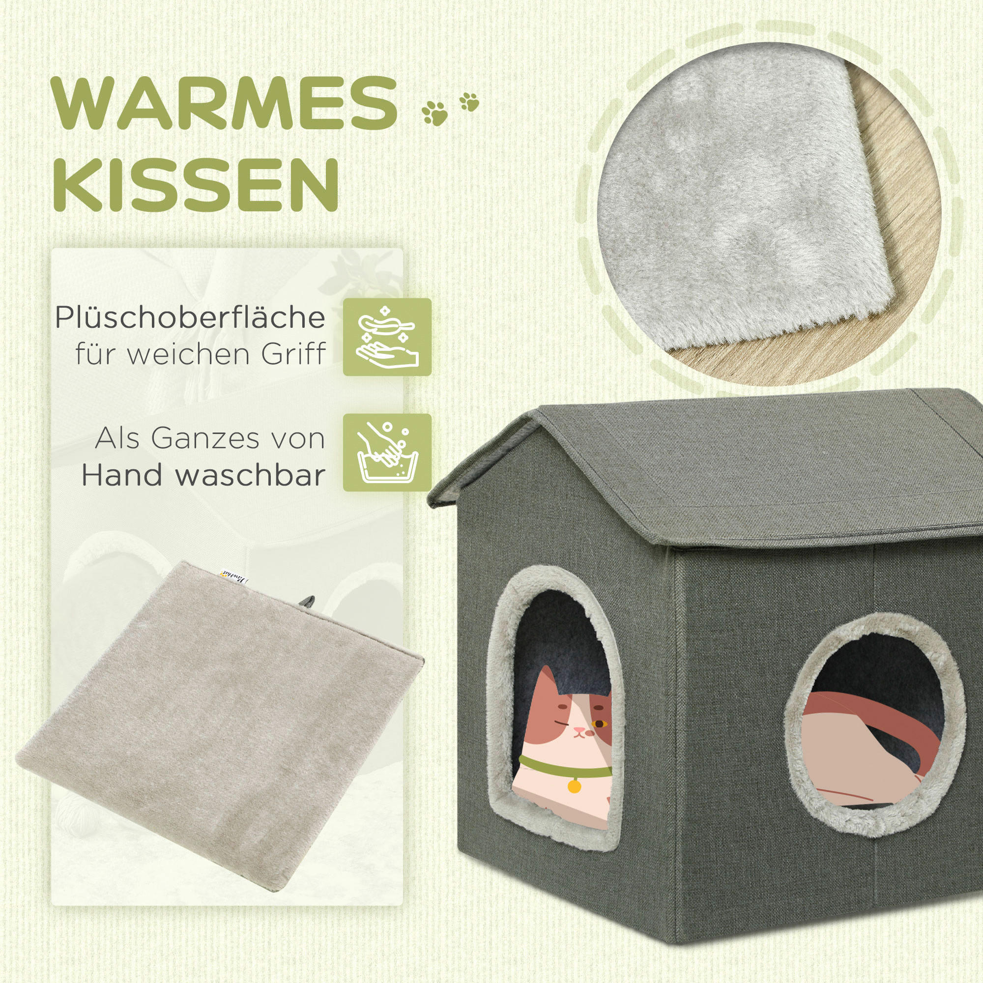 PawHut Katzenhaus grau PVC B/H/L: ca. 43,5x40,5x39 cm Katzenhaus - grau (39,00/43,50/40,50cm) - PawHut