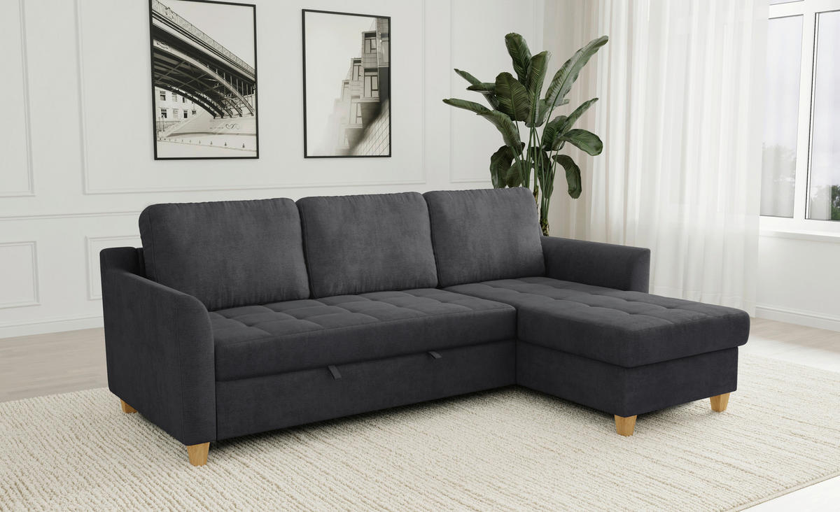 Ecksofa Liv dunkelgrau Microfaser B/H/T: ca. 231x86x150 cm Liv - Eiche/dunkelgrau (231,00/86,00/150,00cm)