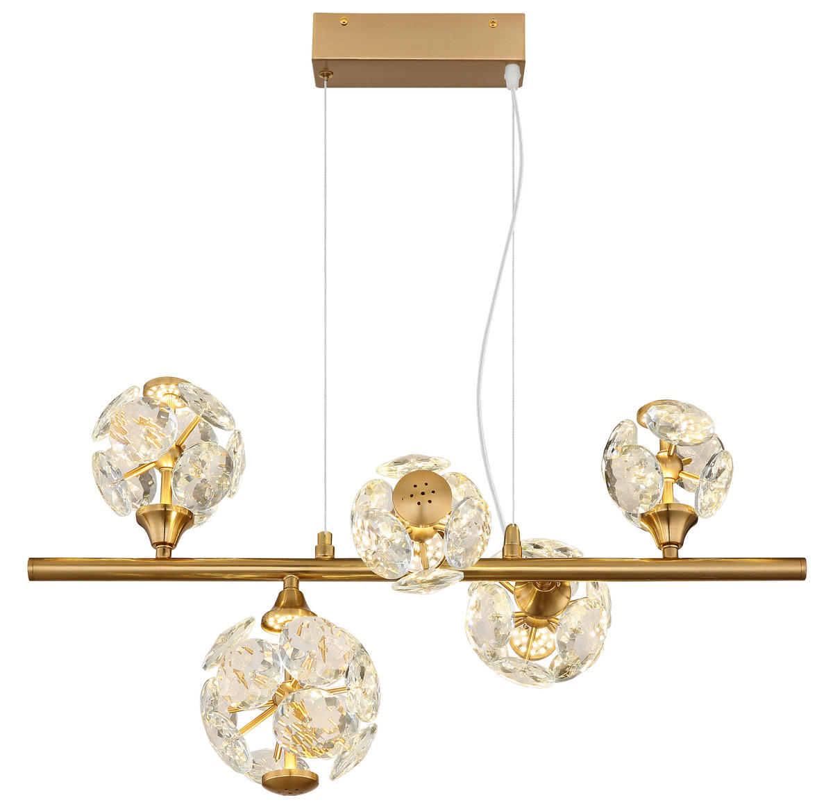 GLOBO Pendelleuchte klar gold Metall B/H/T/L: ca. 31x150x61x61 cm 1.0 Brennstellen Virina - klar/gold (61,00/31,00/150,00cm) - GLOBO