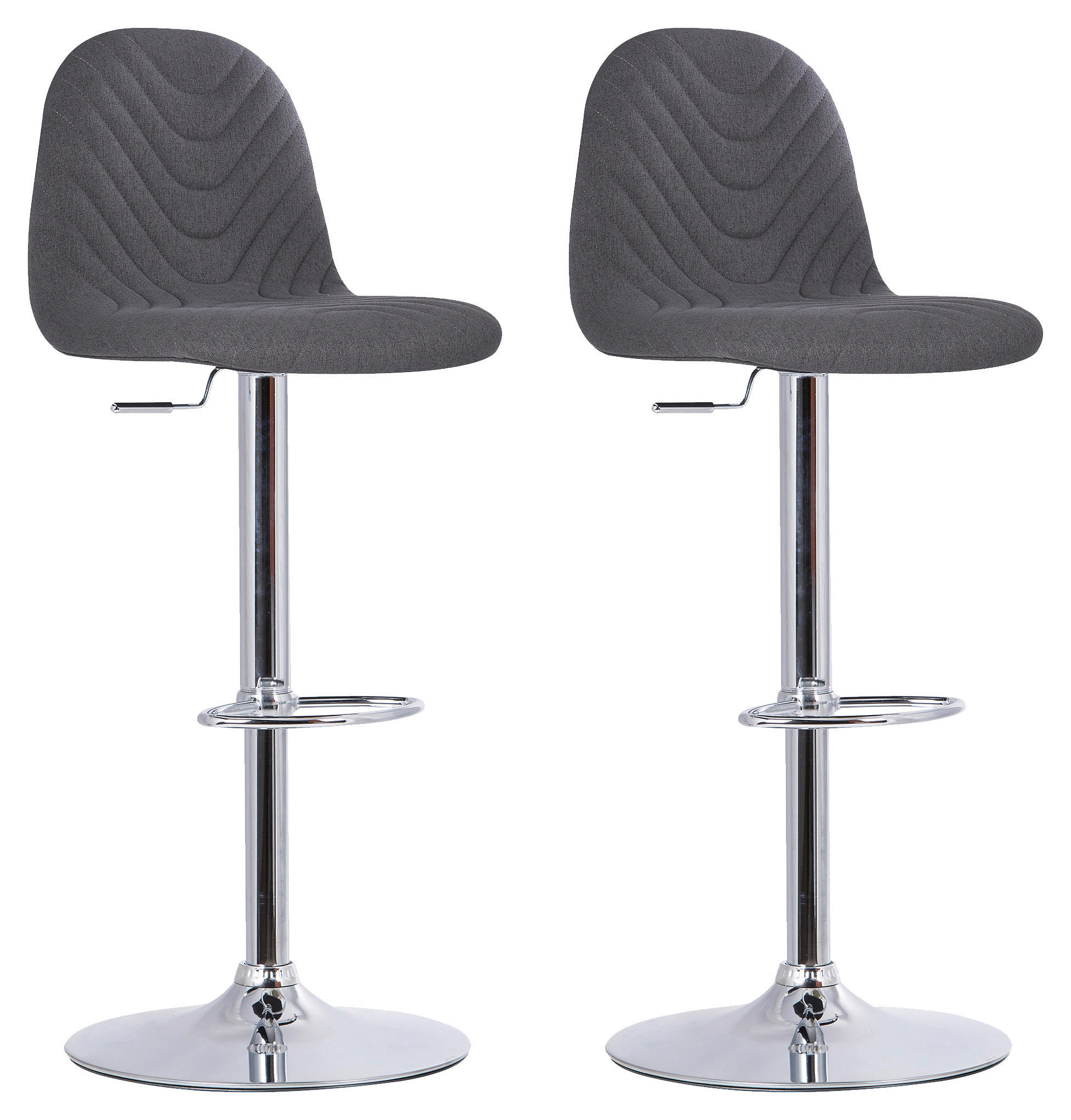 Barhocker CASINO 2er-Set anthrazit Chrom Webstoff Metall B/H/T: ca. 41x88x52,5 cm CASINO 2er-Set - Chrom/anthrazit (41,00/88,00/52,50cm) - byLIVING
