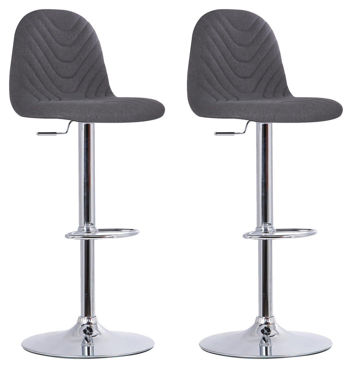 Barhocker CASINO 2er-Set anthrazit Chrom Webstoff Metall B/H/T: ca. 41x88x52,5 cm CASINO 2er-Set - Chrom/anthrazit (41,00/88,00/52,50cm) - byLIVING