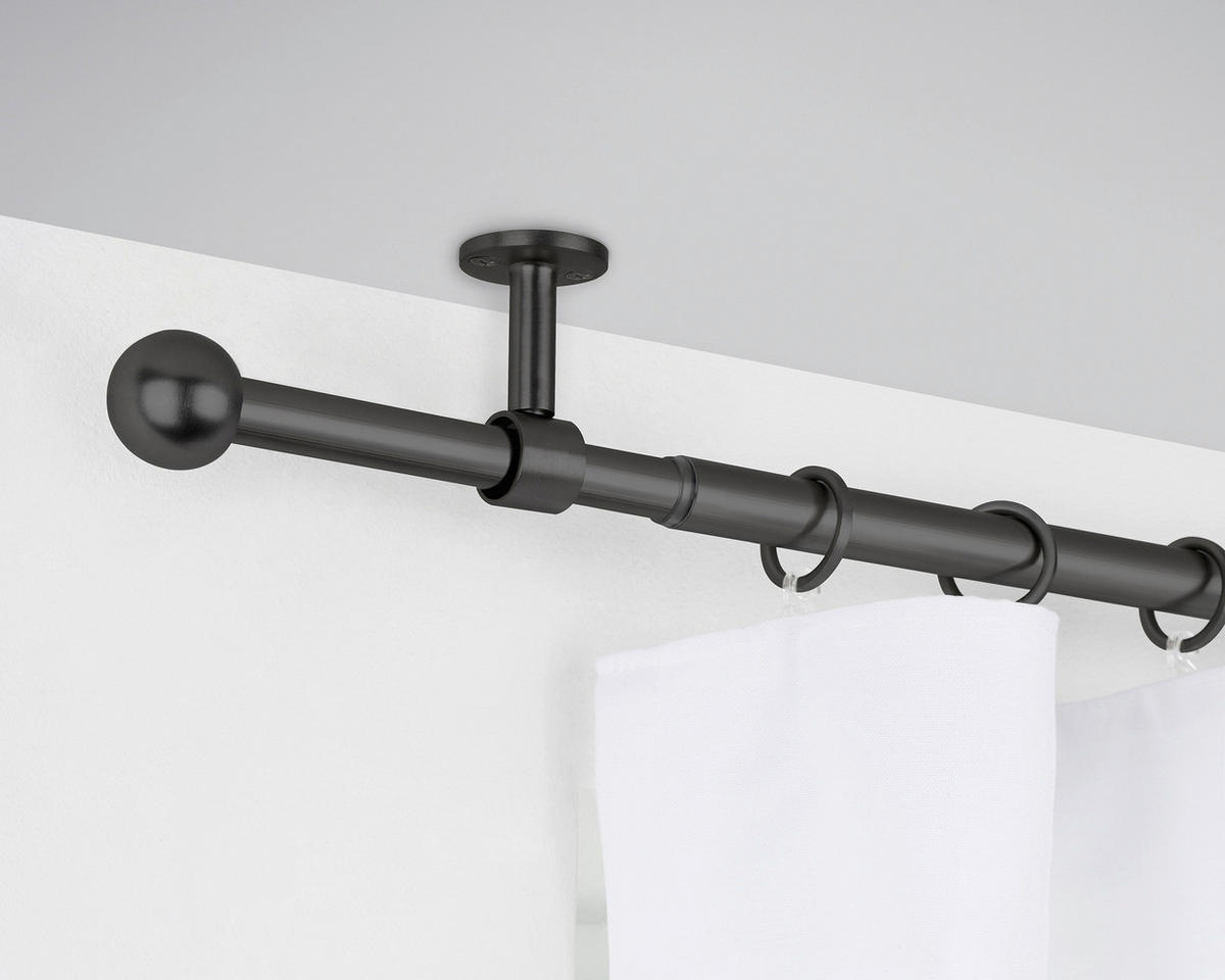 Stilgarnituren schwarz Metall L: ca. 210 cm ausziehbar von ca. 120 bis 210 cm 1.0 Läufe Teleskopgarnitur_2in1 - schwarz (210,00cm) - ondeco