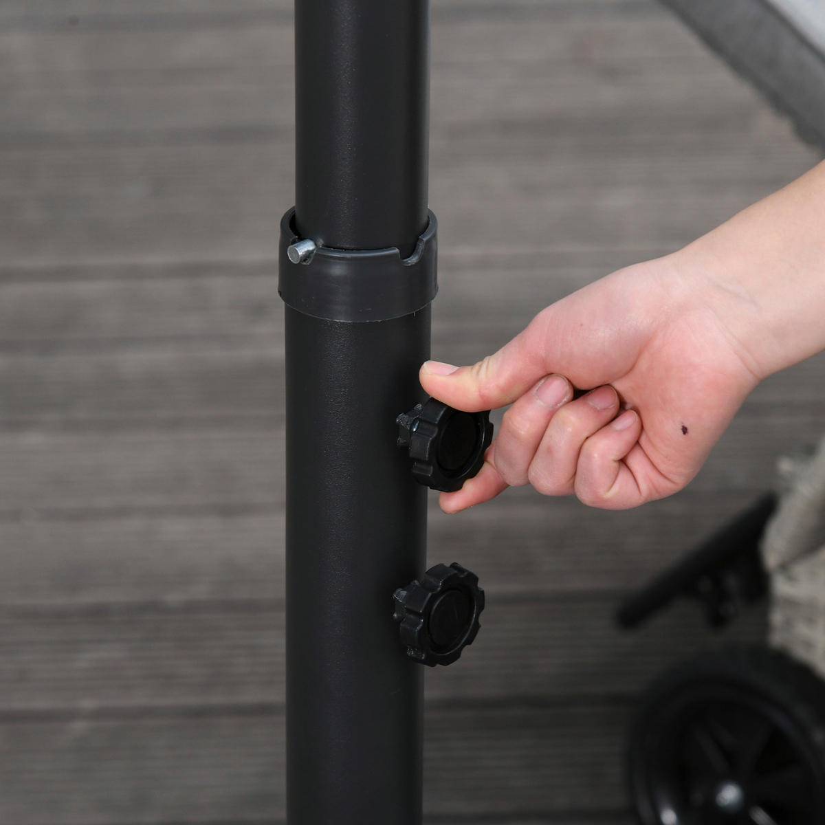 Outsunny Ampelschirm schwarz Polyester H/D: ca. 250x300 cm Ampelschirm - schwarz (300,00/250,00cm) - Outsunny