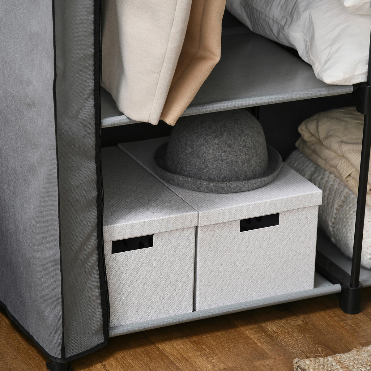 HOMCOM Kleiderschrank hellgrau Polypropylen B/H/L: ca. 49x118x170 cm Kleiderschrank - hellgrau (170,00/49,00/118,00cm) - HOMCOM