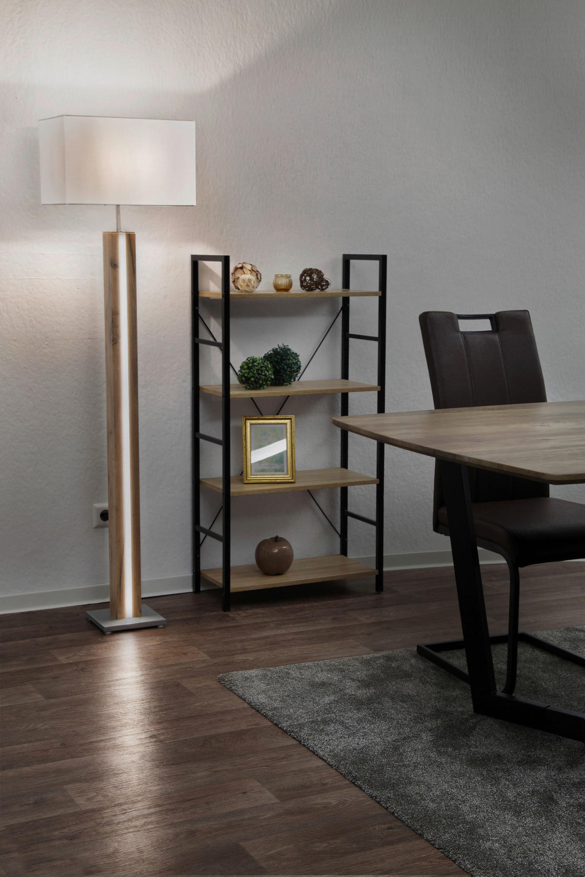 GLOBO Stehleuchte FOREST 41130246X beige natur Metall Textil MDF B/H/L: ca. 40x150x27 cm 2 Brennstellen FOREST - beige/natur (27,00/40,00/150,00cm) - GLOBO