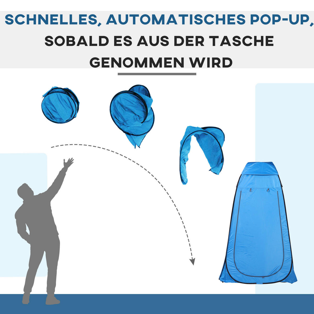 Outsunny Duschzelt blau Polyester B/H/T: ca. 120x190x120 cm Duschzelt - blau (120,00/190,00/120,00cm) - Outsunny