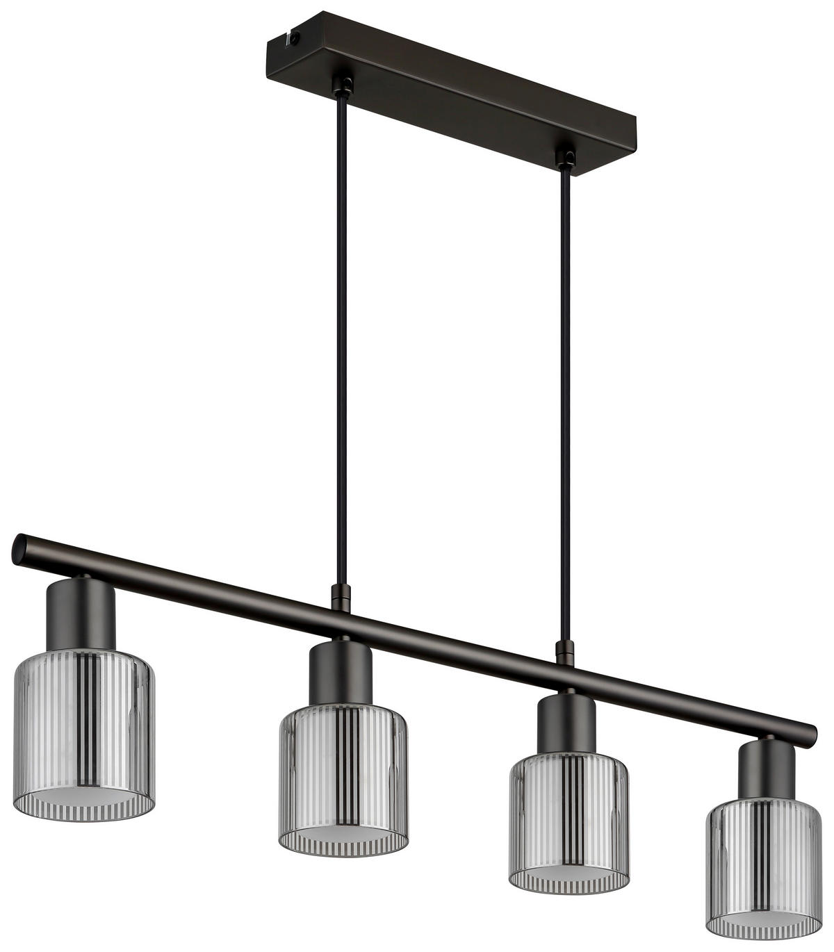 GLOBO Hängeleuchte schwarz Chrom Metall Glas B/H/L: ca. 11,5x64x14 cm E14 4 Brennstellen Hängeleuchte-Villegas - schwarz/Chrom (14,00/11,50/64,00cm) - GLOBO