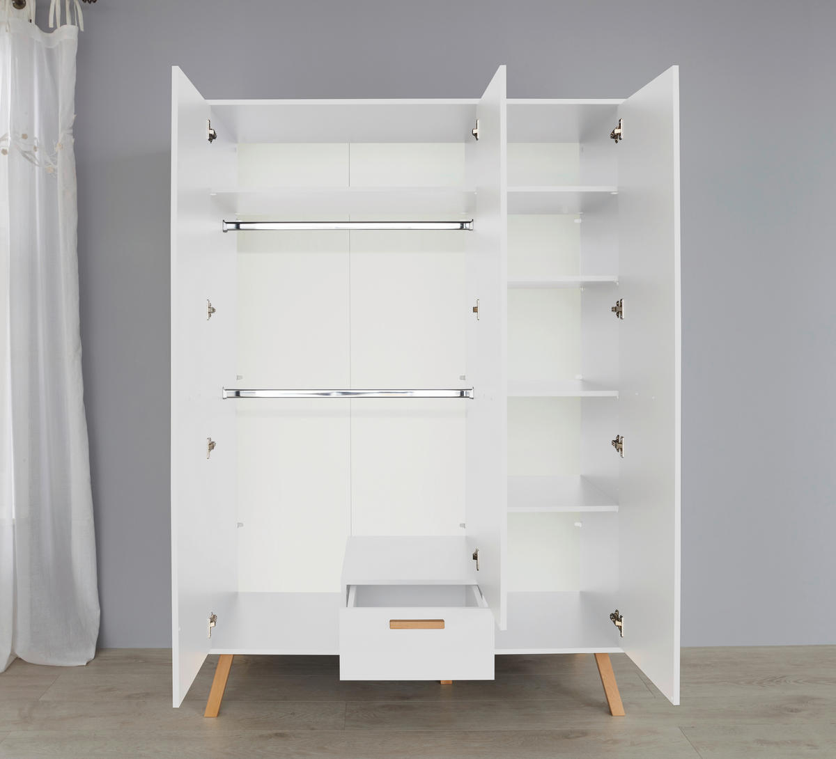 Kleiderschrank Mats weiß B/H/T: ca. 130x190x60 cm Mats - weiß (130,00/190,00/60,00cm) - Trendteam