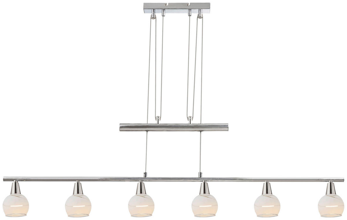GLOBO Pendelleuchte klar nickel matt Metall B/H/T: ca. 9,8x160x90 cm E14 6 Brennstellen OLLI - klar/nickel matt (9,80/160,00/90,00cm) - GLOBO