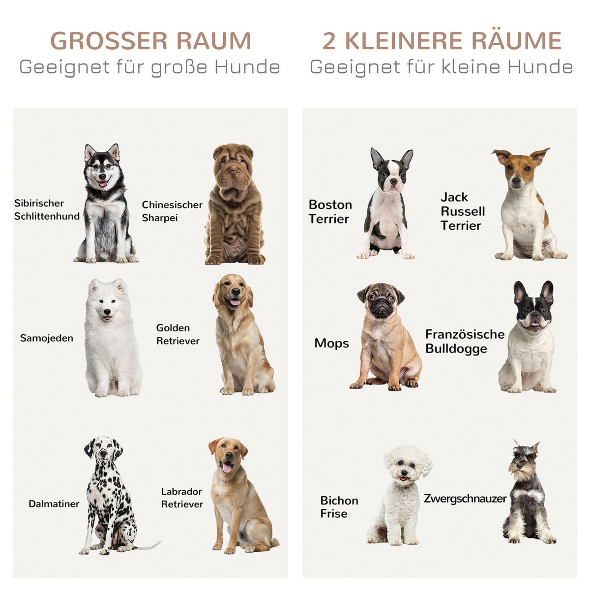 PawHut Hunde-Zubehör Eiche Polypropylen B/H/L: ca. 60x120x88,5 cm Hundekäfig - Eiche (88,50/60,00/120,00cm) - PawHut