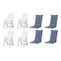 PROGARDEN,MADISON Klappsessel Set + Auflagen Tampa weiß Kunststoff B/H/L: ca. 61x109x60 cm Tampa - weiß (60,00/61,00/109,00cm) - PROGARDEN,MADISON