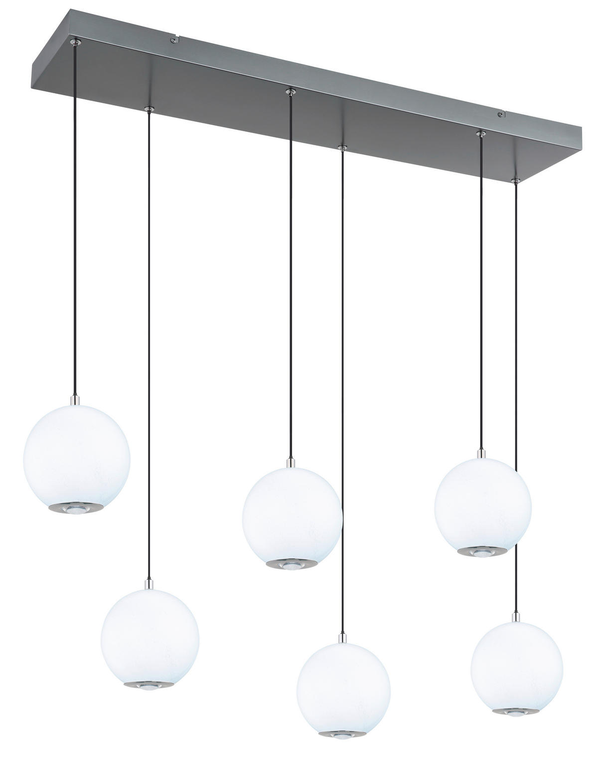 GLOBO Pendelleuchte grau Opal Glas Metall B/H/T/L: ca. 30x150x97,5x97,5 cm 1.0 Brennstellen Simmons - Opal/grau (97,50/30,00/150,00cm) - GLOBO