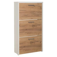 Schuhkipper Fulda weiß honig Eiche Nachbildung B/H/T: ca. 61x115x25 cm Fulda - weiß/honig (61,00/115,00/25,00cm)