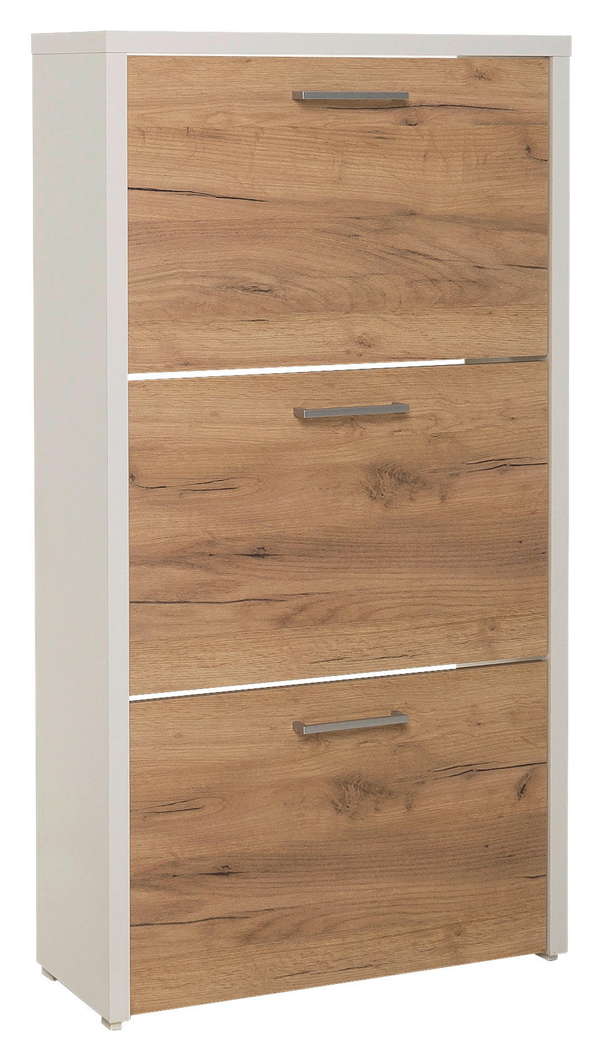 Schuhkipper Fulda weiß honig Eiche Nachbildung B/H/T: ca. 61x115x25 cm Fulda - weiß/honig (61,00/115,00/25,00cm)