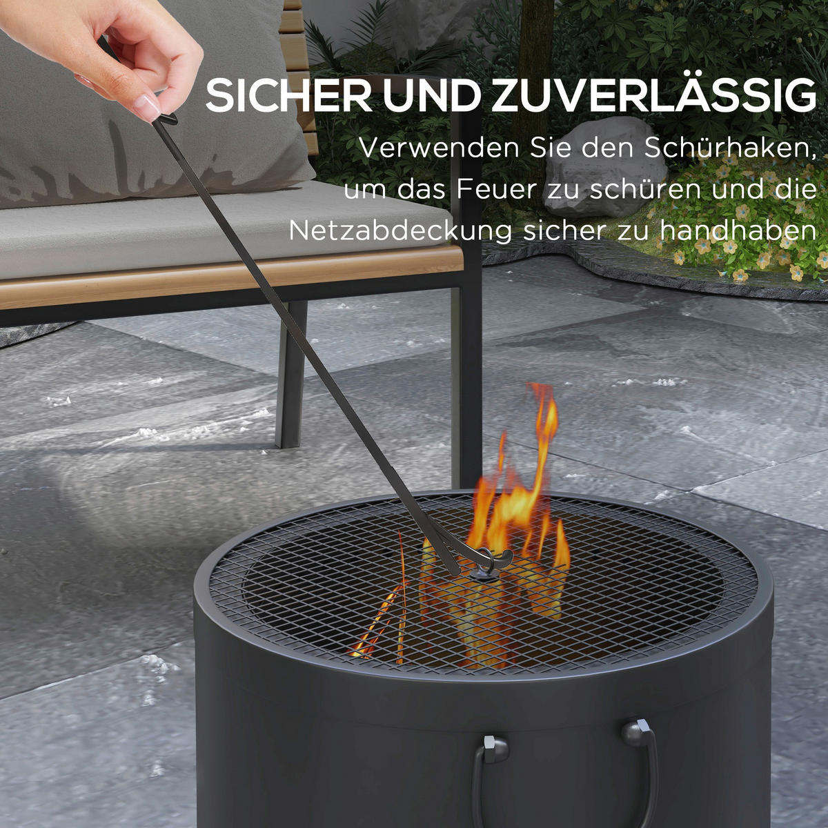Outsunny Feuerschale dunkelgrau Polypropylen B/H/L: ca. 38x38x27 cm Feuerschale - dunkelgrau (27,00/38,00/38,00cm) - Outsunny