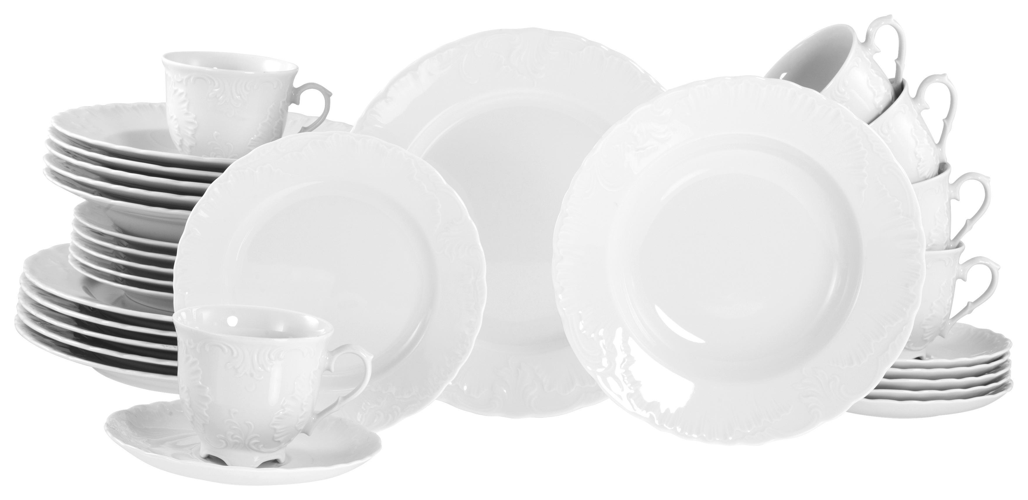 CreaTable Kombiservice Rokoko weiß Porzellan 30 tlg. Rokoko - weiß - CreaTable
