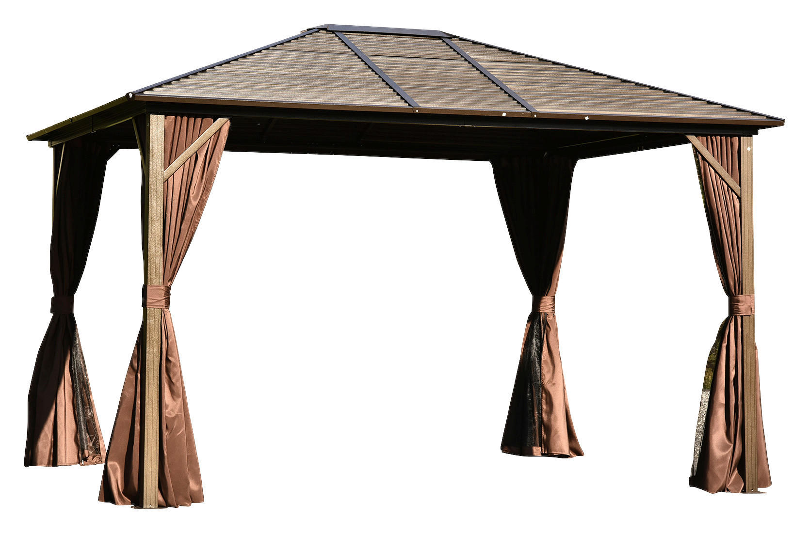 Outsunny Gartenpavillon braun Metall B/H/L: ca. 365x262x300 cm günstig online kaufen